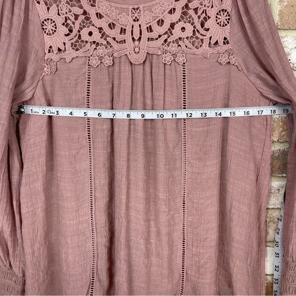 Fig and Flower Long Sleeve Mauve Top Lace Detail Gauze Lined Women’s Siz… - Picture 7 of 10